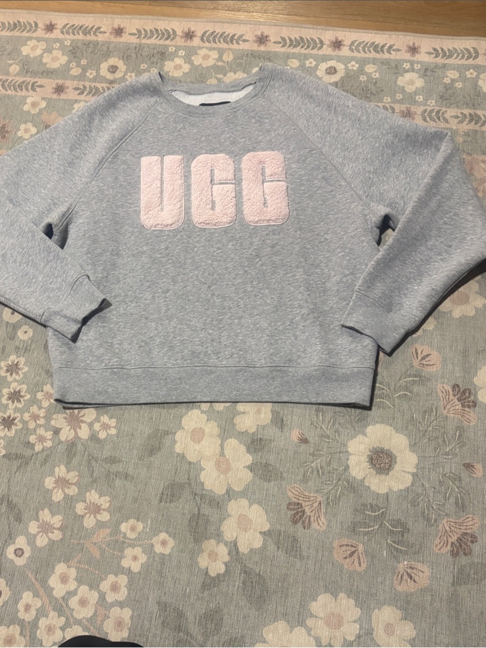 UGG Gray Crewneck Sweatshirt with Pale Pink Logo